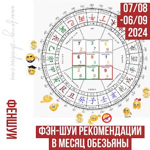 Фэн-шуй рекомендации в месяц Обезьяны 7 августа – 6 сентября 2024 г. Часть 1.